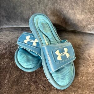 Under Armour Kids Ignite Pro Blue Slide Velcro Sandals